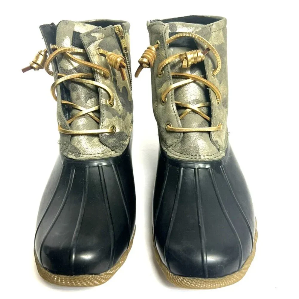 Sperry Womens Saltwater Camo Boots Size 9.5 M